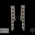 Load image into Gallery viewer, Waterfall Diamond Earrings In 14kt Solid Gold, Asymmetric Triple line Earrings, Natural Diamonds, Gift for her
