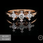 Load image into Gallery viewer, Triple Diamond Ring in 14K Solid Gold, Round Solitaire Natural Diamonds, Gift for her
