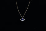 Load image into Gallery viewer, Evil Eye Diamonds Charm Necklace, 14k Solid Gold With Blue Enamelling, Natural Diamonds, Gift For Her
