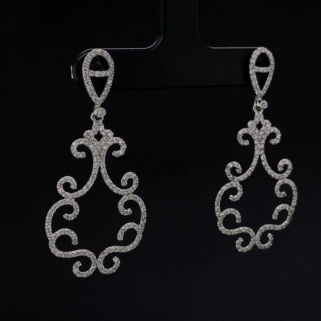 Dangle Diamond Earrings In 14k Solid Gold, Chandelier Earrings With Natural Diamonds, Gift for her