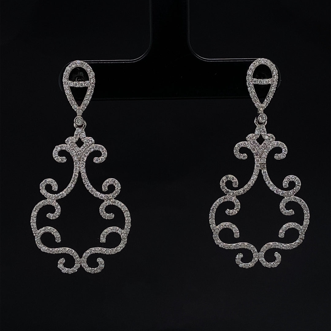 Dangle Diamond Earrings In 14k Solid Gold, Chandelier Earrings With Natural Diamonds, Gift for her