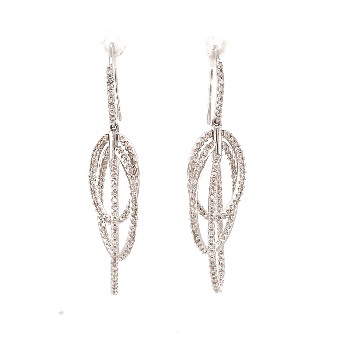 Dangle Diamond Earrings In 14k Solid Gold, Intertwined Earrings With Natural Diamonds, Gift for her
