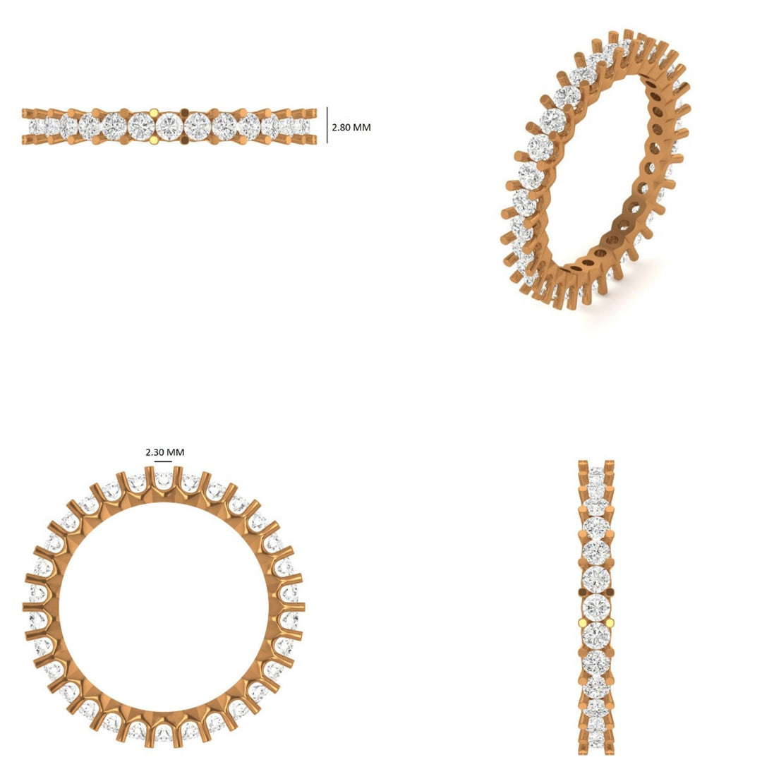 IGI Certified Lab grown Round Diamond Eternity Band: 14K  Solid Gold Stackable Ring