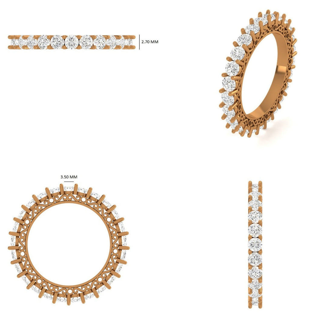 IGI Certified Lab grown diamond Eternity Band: 14k Solid Gold Wedding Stack Ring