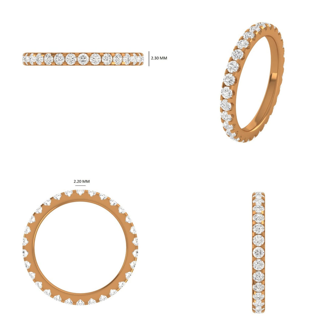 IGI Cerified Lab grown Diamond Full Eternity Ring: 14k Solid Gold Stackable Band