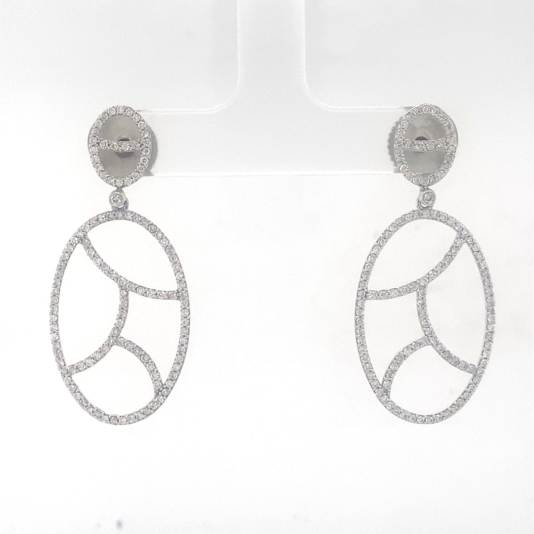 Dangle Diamond Earrings In 14k Solid Gold, Oval Earrings With Natural Diamonds, Gift for her