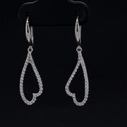 Dangle Diamond Earrings In 18k Solid Gold, Heart Earrings With Natural Diamonds, Gift for her