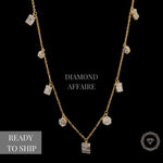 Load image into Gallery viewer, Baguette &amp; Round Diamonds Charms Necklace, Illusion Setting necklace in 14k Solid Gold, Natural Diamonds, Gift For Her
