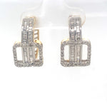 Load image into Gallery viewer, Round and Baguette Diamond Hoop Earrings In 14k Solid Gold, Natural Diamonds, Gift for her
