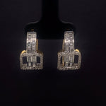 Load image into Gallery viewer, Round and Baguette Diamond Hoop Earrings In 14k Solid Gold, Natural Diamonds, Gift for her
