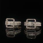Load image into Gallery viewer, Round and Baguette Diamond Hoop Earrings In 14k Solid Gold, Natural Diamonds, Gift for her
