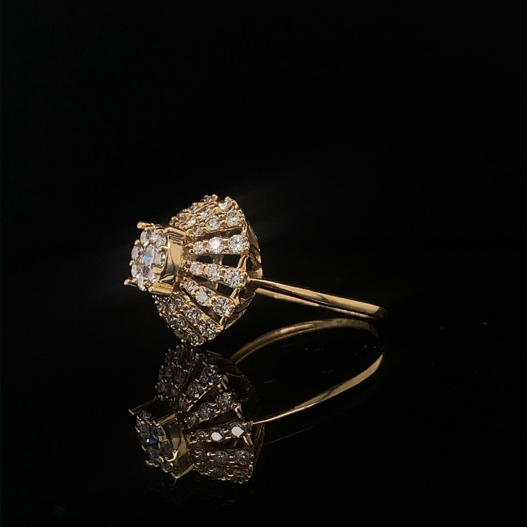 Cluster Diamond Ring in 14k Solid Gold, Illusion Setting Ring With Natural Diamonds, Two Toned Ring, Gift for Her