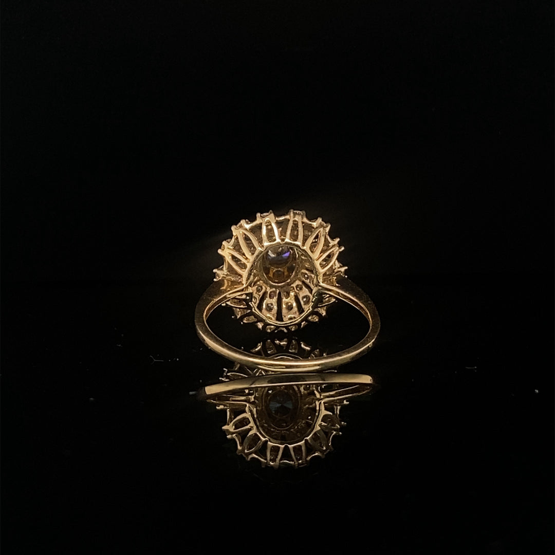 Cluster Diamond Ring in 14k Solid Gold, Illusion Setting Ring With Natural Diamonds, Two Toned Ring, Gift for Her