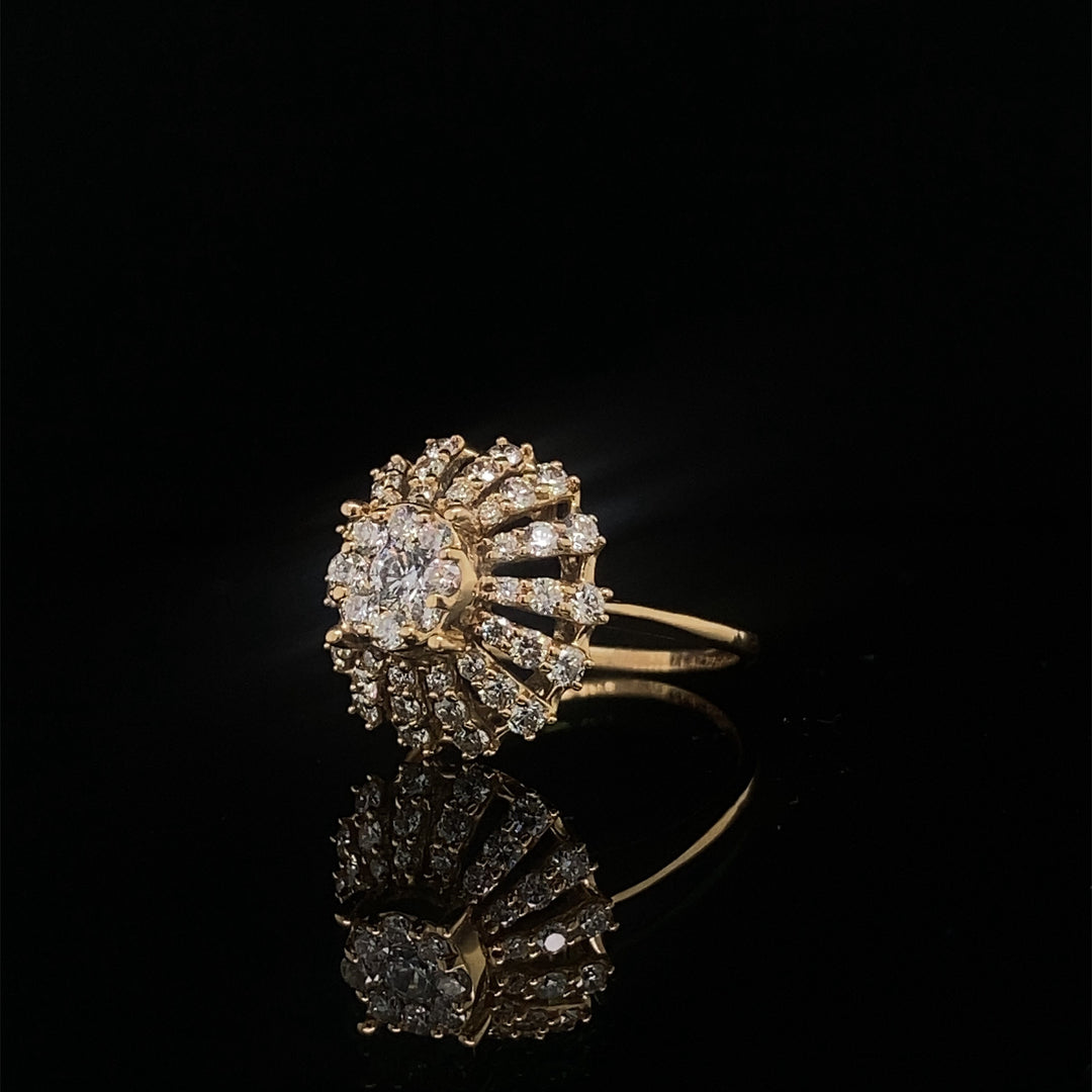 Cluster Diamond Ring in 14k Solid Gold, Illusion Setting Ring With Natural Diamonds, Two Toned Ring, Gift for Her