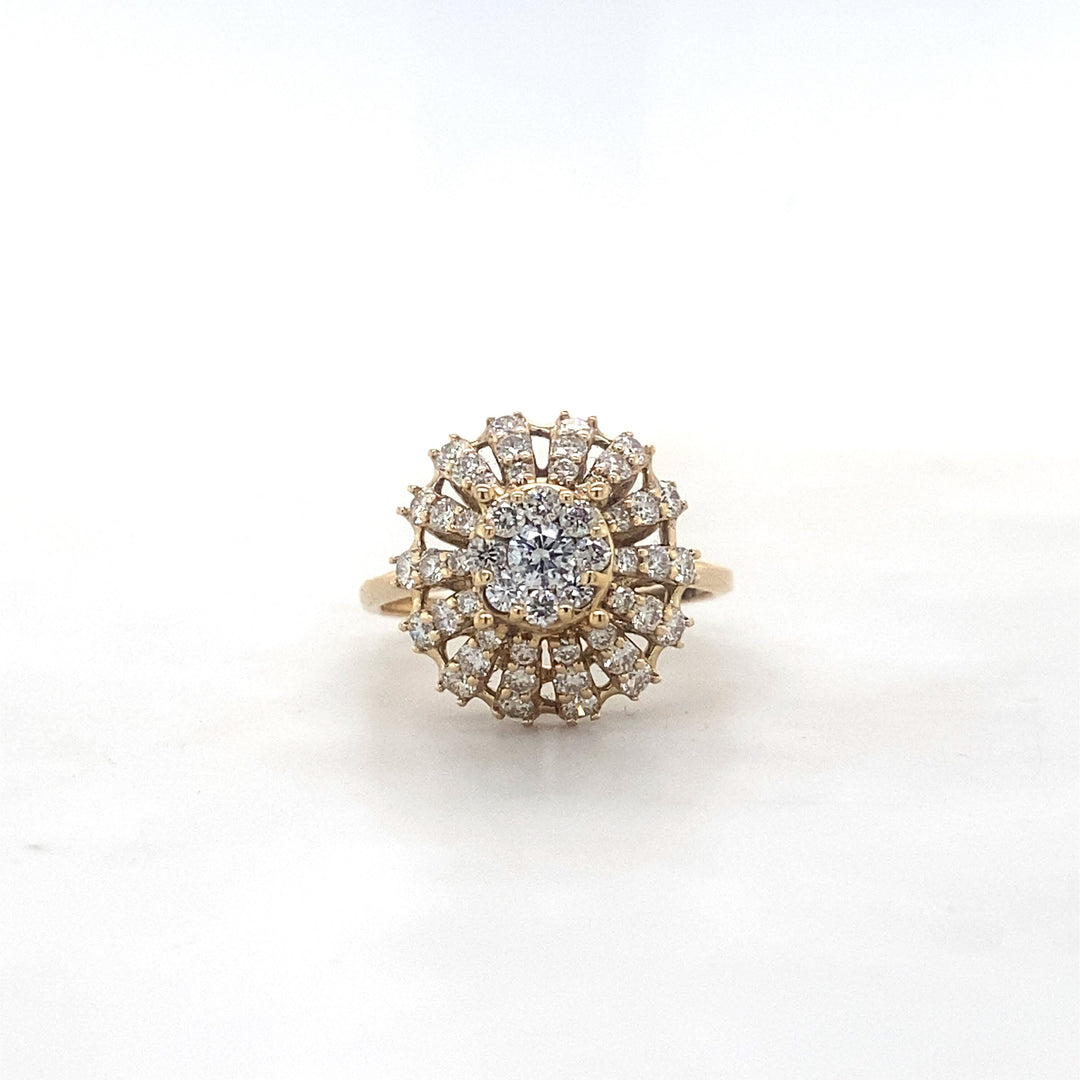 Cluster Diamond Ring in 14k Solid Gold, Illusion Setting Ring With Natural Diamonds, Two Toned Ring, Gift for Her