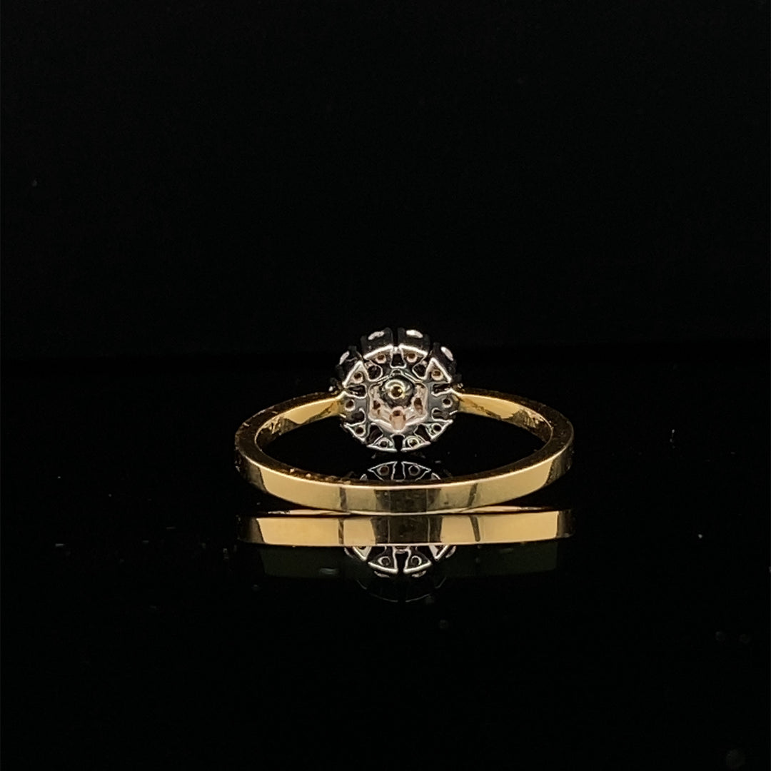Clustered Diamond Ring In 14k Solid Gold, Natural Diamonds, Dual tone, Gift for Her