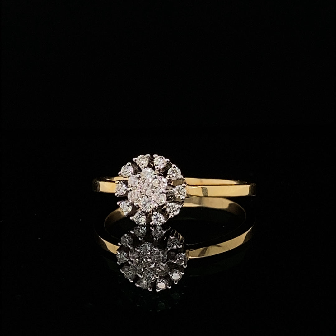 Clustered Diamond Ring In 14k Solid Gold, Natural Diamonds, Dual tone, Gift for Her