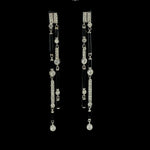 Load image into Gallery viewer, Black Onyx Diamond Dangle Earrings In 14k Solid Gold, Rectangular Bars And Beads With Natural Diamonds, Gift for her
