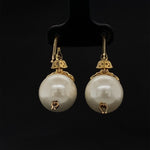 Load image into Gallery viewer, Pearl Dangle Diamond Earrings, Natural Diamonds, Gemstone Earrings In 14k Solid Gold, Gift for her
