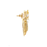 Load image into Gallery viewer, Leaves Stud Pearl Diamond Earrings, Natural Diamonds, Gemstone Earrings In 14k Solid Gold, Gift for her
