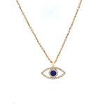 Load image into Gallery viewer, Evil Eye Diamonds Charm Necklace, 14k Solid Gold With Blue Enamelling, Natural Diamonds, Gift For Her
