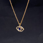 Load image into Gallery viewer, Evil Eye Diamonds Charm Necklace, 14k Solid Gold With Blue Enamelling, Natural Diamonds, Gift For Her

