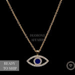 Load image into Gallery viewer, Evil Eye Diamonds Charm Necklace, 14k Solid Gold With Blue Enamelling, Natural Diamonds, Gift For Her
