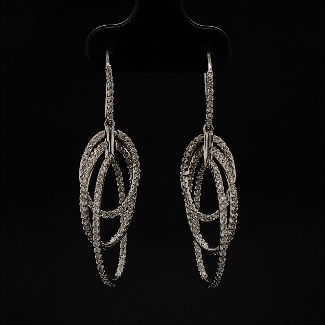 Dangle Diamond Earrings In 14k Solid Gold, Intertwined Earrings With Natural Diamonds, Gift for her