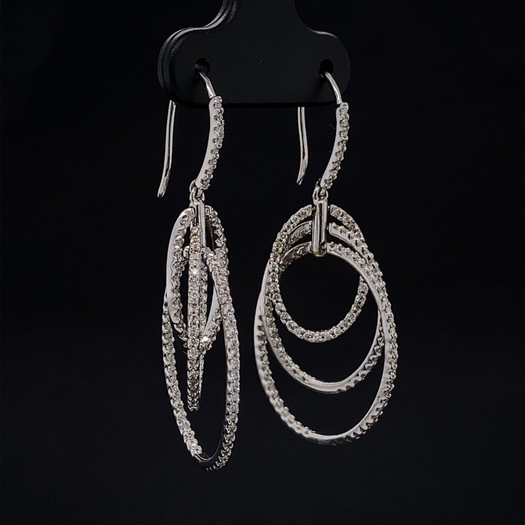 Dangle Diamond Earrings In 14k Solid Gold, Intertwined Earrings With Natural Diamonds, Gift for her
