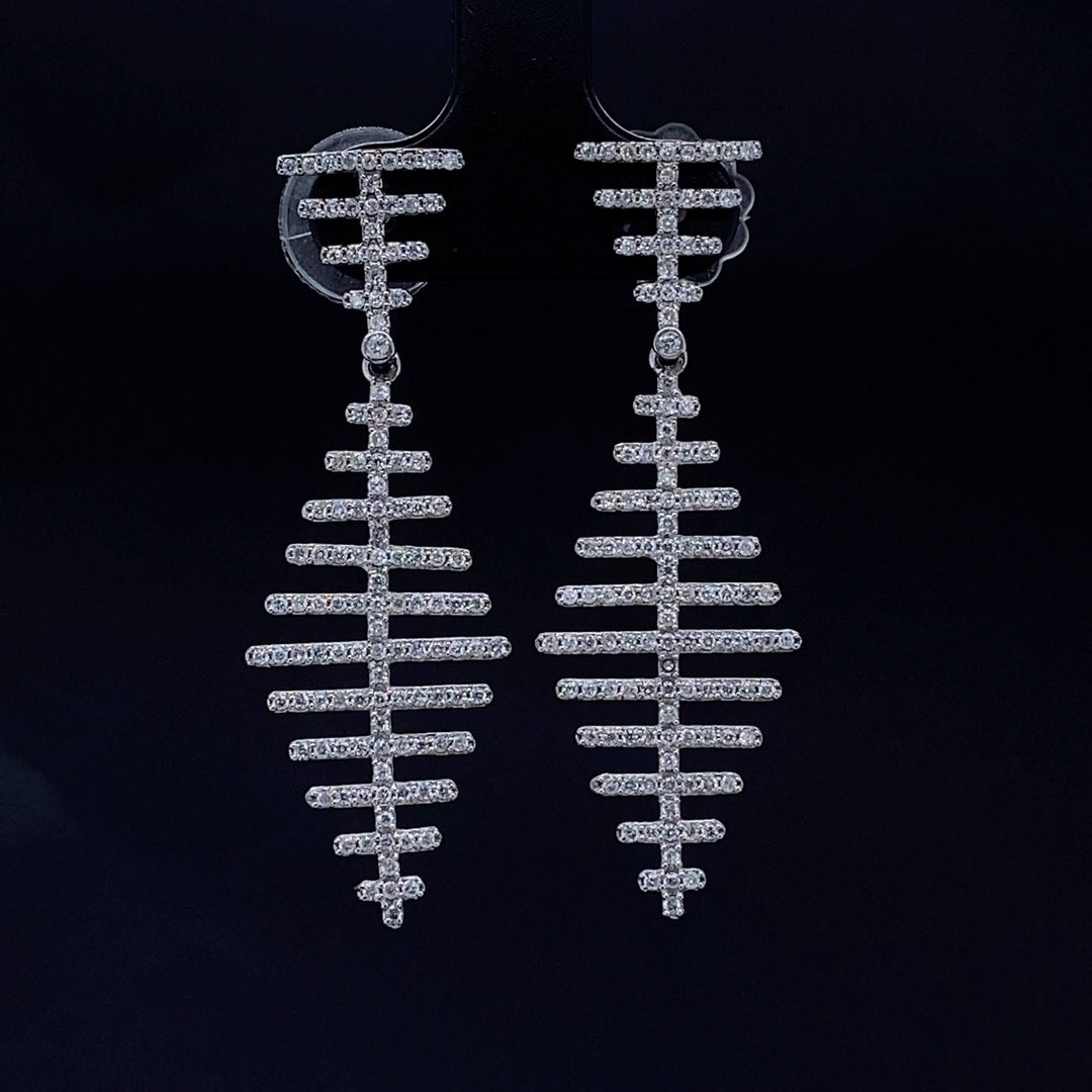 Dangle Diamond Earrings In 14k Solid Gold, ladder Chandelier Earrings With Natural Diamonds, Gift for her