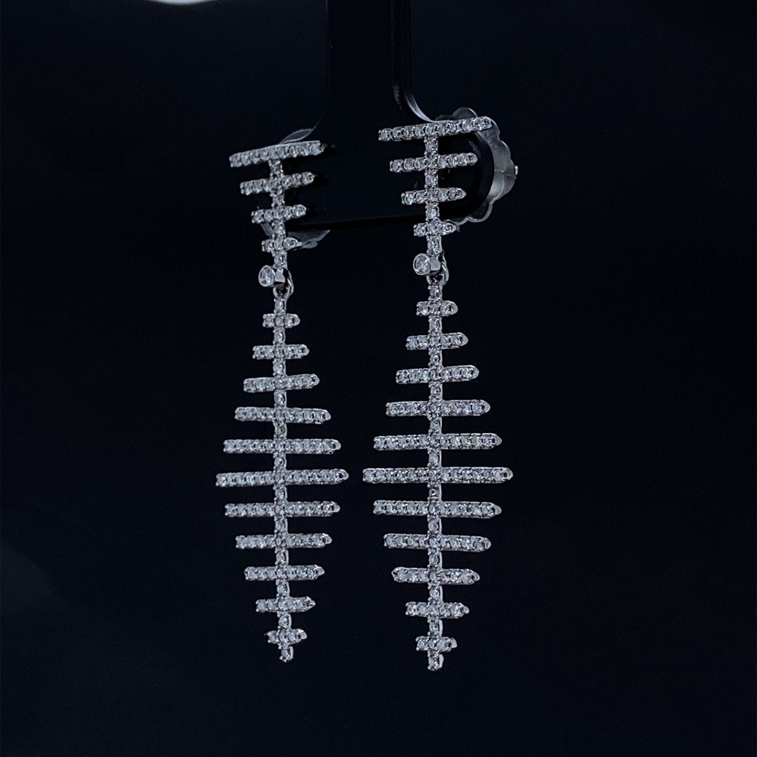 Dangle Diamond Earrings In 14k Solid Gold, ladder Chandelier Earrings With Natural Diamonds, Gift for her