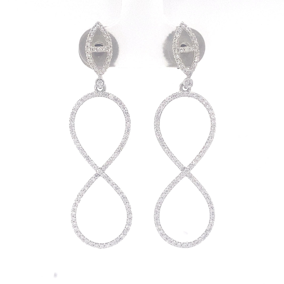 Dangle Diamond Earrings In 14k Solid Gold, Infinity Loop Earrings With Natural Diamonds, Gift for her