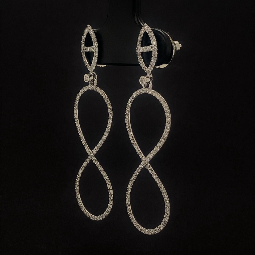 Dangle Diamond Earrings In 14k Solid Gold, Infinity Loop Earrings With Natural Diamonds, Gift for her