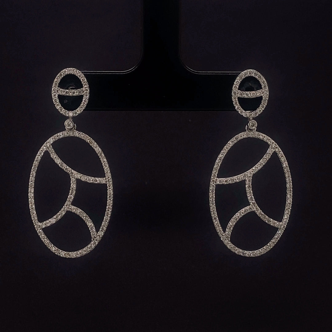 Dangle Diamond Earrings In 14k Solid Gold, Oval Earrings With Natural Diamonds, Gift for her