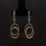 Load image into Gallery viewer, Dangle Diamond Earrings In 14k Solid Gold, Intertwined Oval Loops Earrings With Natural Diamonds, Gift For Her
