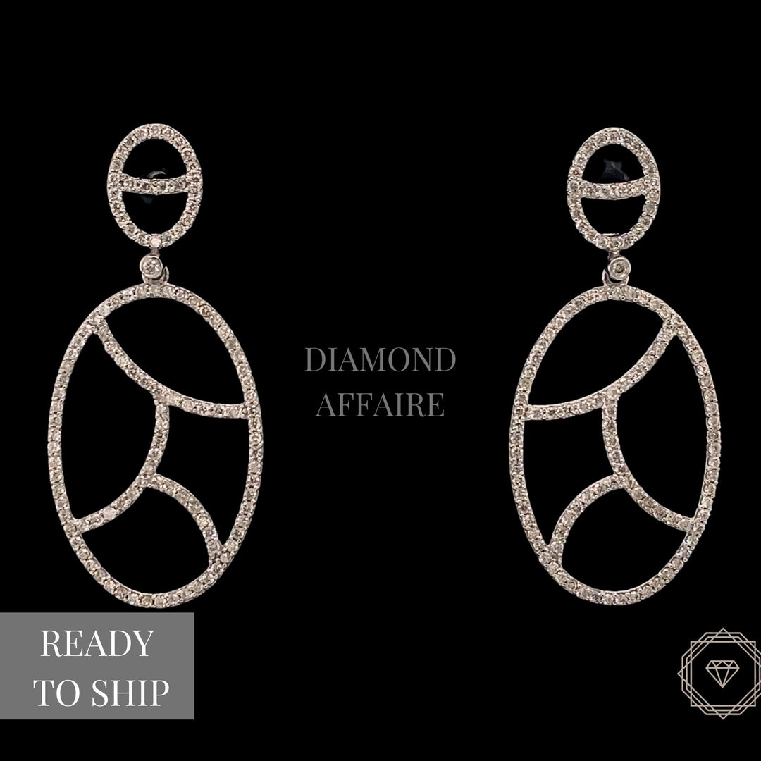 Dangle Diamond Earrings In 14k Solid Gold, Oval Earrings With Natural Diamonds, Gift for her