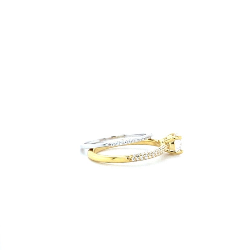 Lab grown solitaire diamond ring with Supporting Eternity Band, solid gold Wedding Ring, , Engagement ring Gift For Her