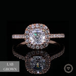 Load image into Gallery viewer, Lab grown solitaire diamond ring in solid gold, Cushion cut Engagement Ring, Halo Setting Ring, , Wedding Ring Gift For Her
