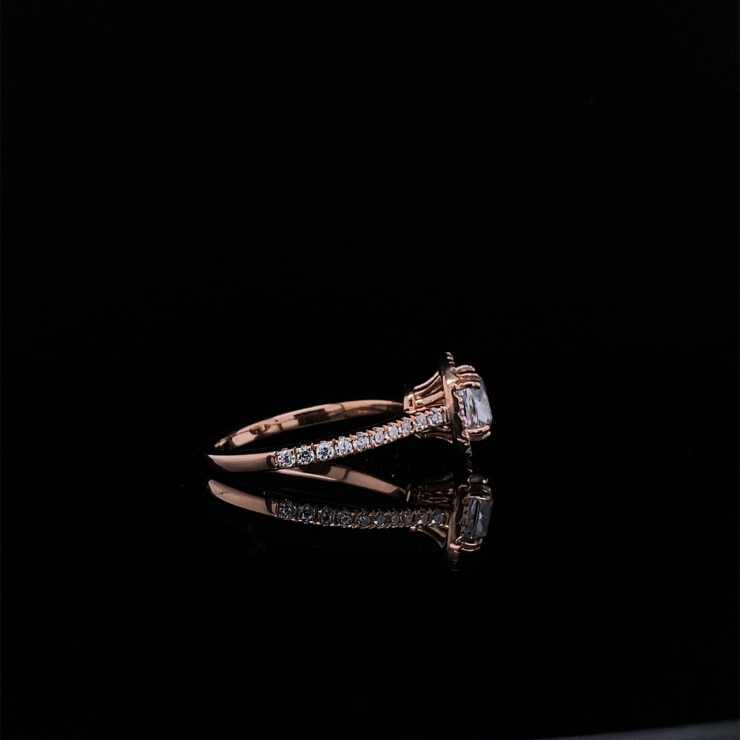 Lab grown solitaire diamond ring in solid gold, Cushion cut Engagement Ring, Halo Setting Ring, , Wedding Ring Gift For Her