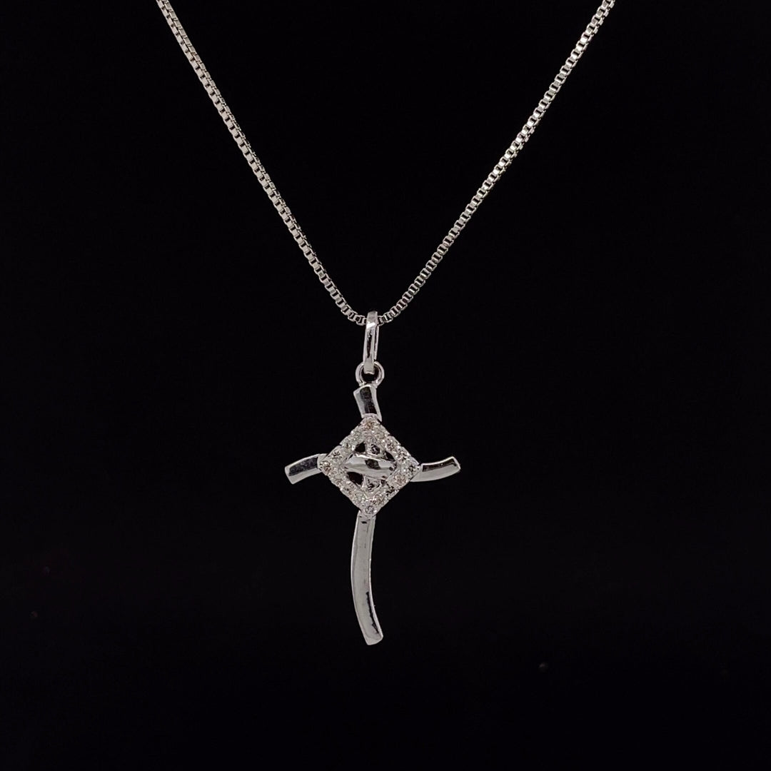 Cross Diamond Pendant in 14k Solid Gold, Natural Diamond Cross Necklace With Adjustable Chain, Communion Gift for her