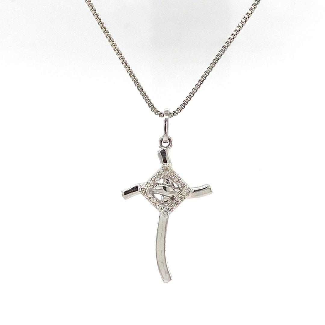 Cross Diamond Pendant in 14k Solid Gold, Natural Diamond Cross Necklace With Adjustable Chain, Communion Gift for her