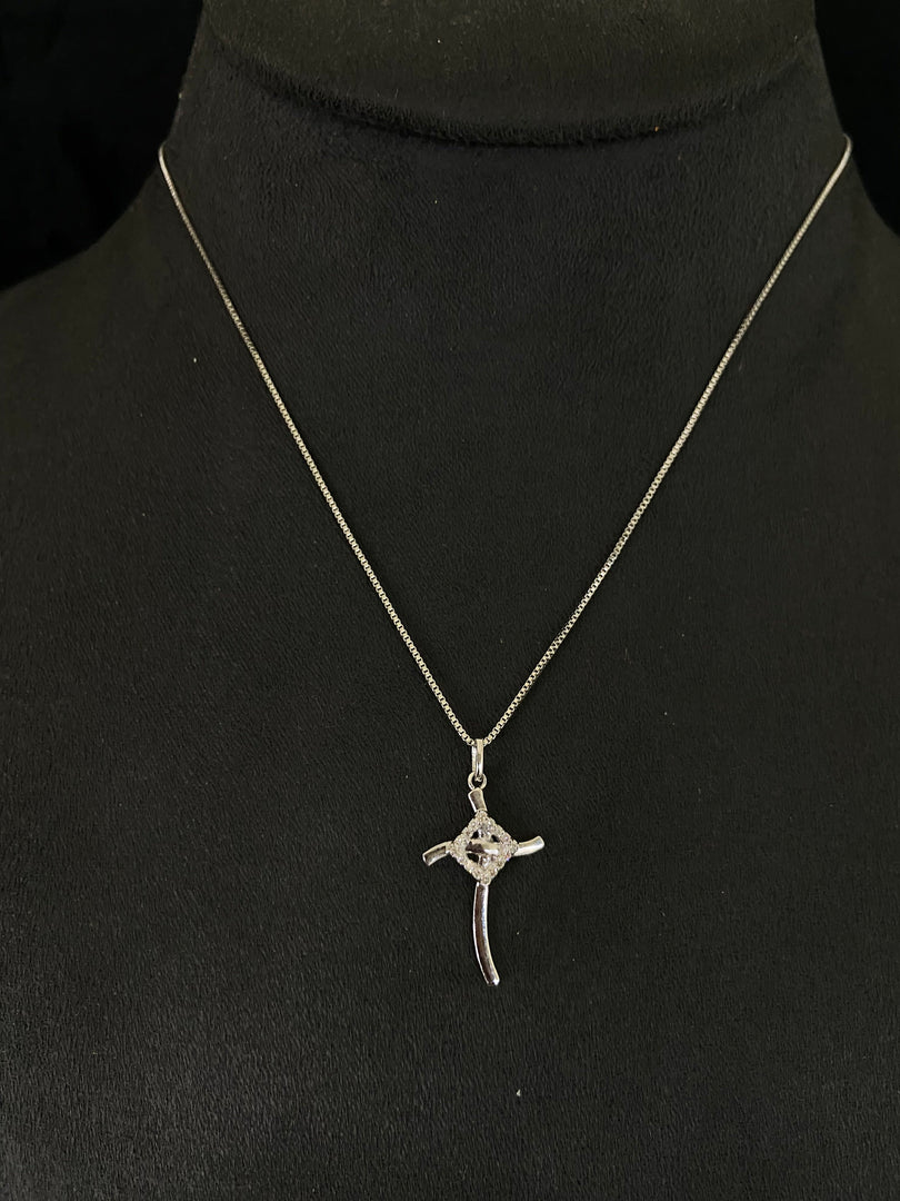 Cross Diamond Pendant in 14k Solid Gold, Natural Diamond Cross Necklace With Adjustable Chain, Communion Gift for her