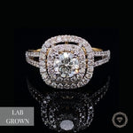Load image into Gallery viewer, Lab Grown Diamond Engagement Ring, IGI Certified, Solitaire Halo Square Shape Ring, Solid Gold Ring, Wedding Bridal Jewelry, Gift For Her
