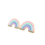 Load image into Gallery viewer, Kids Rainbow Diamond Stud Earrings, 14k Solid Gold With Enameling, Natural Diamonds, Kids jewelry, Gift for toddler, girls and kids
