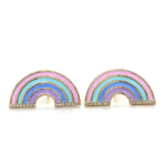 Load image into Gallery viewer, Kids Rainbow Diamond Stud Earrings, 14k Solid Gold With Enameling, Natural Diamonds, Kids jewelry, Gift for toddler, girls and kids
