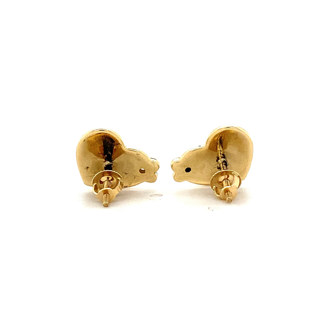 Teenager Floral Heart Diamond Stud Earrings, 14k Solid Gold With Enameling, Natural Diamonds, Kids Jewelry, Gift for toddlers, girls and kid