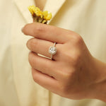 Load image into Gallery viewer, IGI Certified 0.90ct Cushion Cut Lab Grown Halo Diamond Ring: 14K Solid Gold Solitaire Wedding Ring
