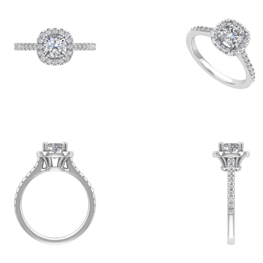 IGI Certified 1.5ct Lab-grown Solitaire Flower Diamond Ring: 14K Solid Gold Cluster Set Engagement Ring