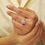 Load image into Gallery viewer, IGI Certified 1.5ct Lab-grown Solitaire Flower Diamond Ring: 14K Solid Gold Cluster Set Engagement Ring
