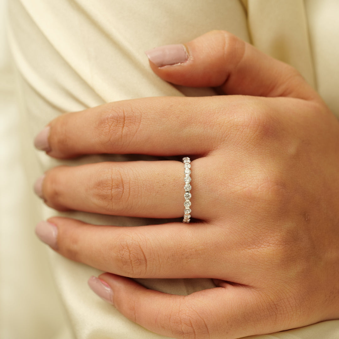 Round Cut Lab Grown Diamond Eternity Band, Certified Diamonds, Solid Gold Wedding Ring, Engagement Stacking Ring, Gift for her
